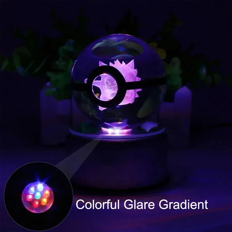 Pokémon 3D Crystal Ball With Multi Color LED Base - Dabfavshop