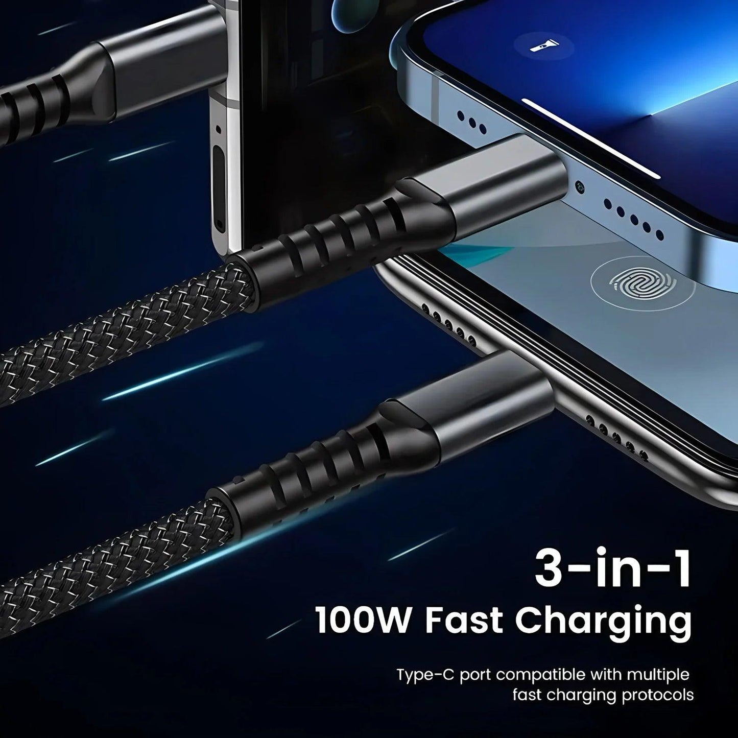 Transparent 3-in-1 Super Fast Charging Cable - Dabfavshop