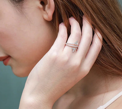 Fashion Double Butterfly Ring for Women 925 Sterling Silver Clear Zircon Diamond Wedding Engagement Ring Gift Jewelry Wholesale Dabfavshop