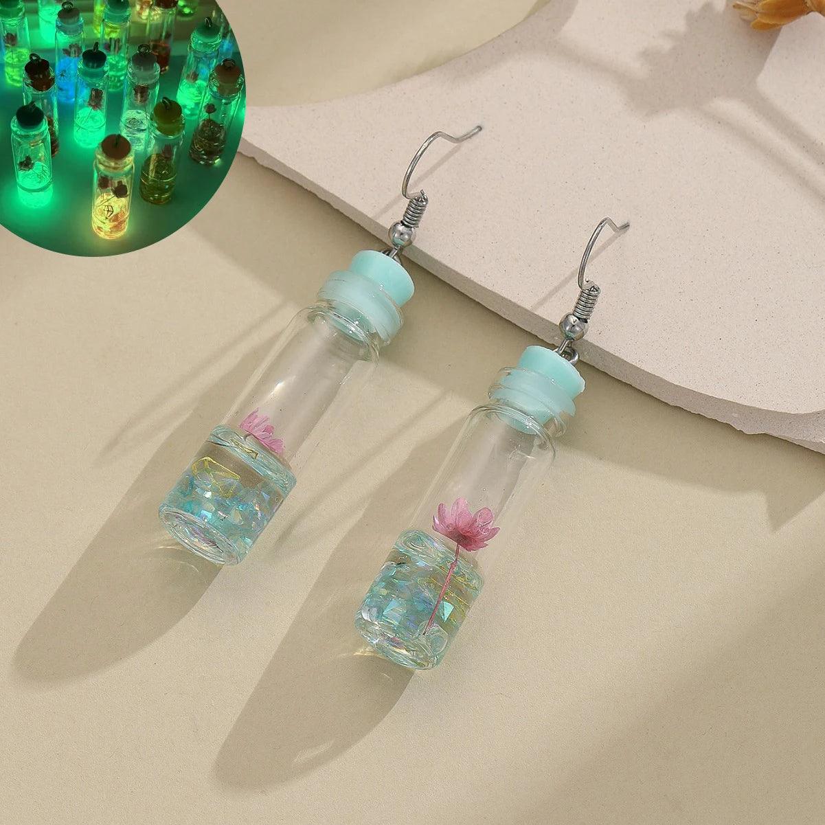 Glow In The Dark Ghost In Bottle Earrings - Dabfavshop