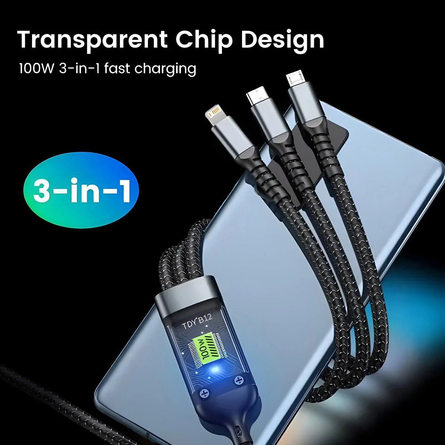 Transparent 3-in-1 Super Fast Charging Cable - Dabfavshop