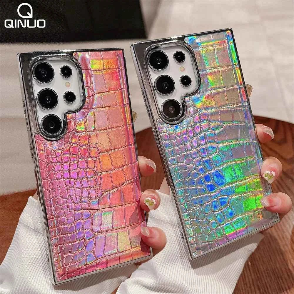 Luxury Gradient Crocodile Pattern Leather Laser Case For Samsung Galaxy S