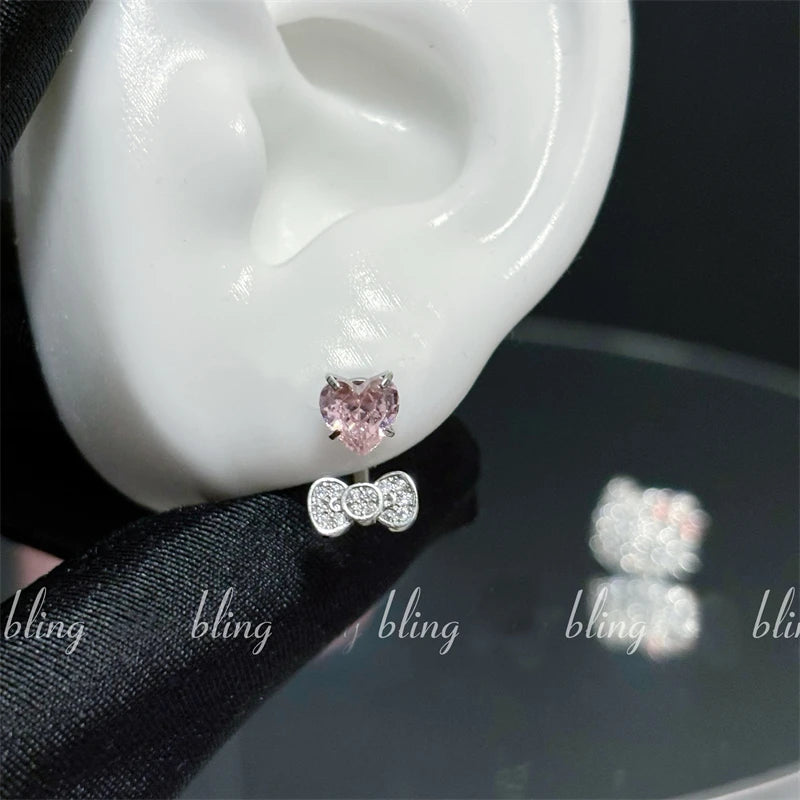 Cute Bowknot Love Heart 316L Stainless Steel Annular Ear Bone Nail Fashion Delicate Zircon Earring for Women Y2K Punk Jewelry Dabfavshop
