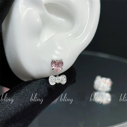 Cute Bowknot Love Heart 316L Stainless Steel Annular Ear Bone Nail Fashion Delicate Zircon Earring for Women Y2K Punk Jewelry Dabfavshop