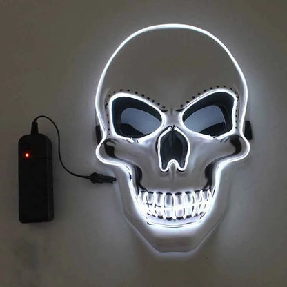 Halloween Horror Skull Mask LED Cold Light Full Face Cosplay Mask for Adults Luminous Party Decoration Adult Size Foam Paper