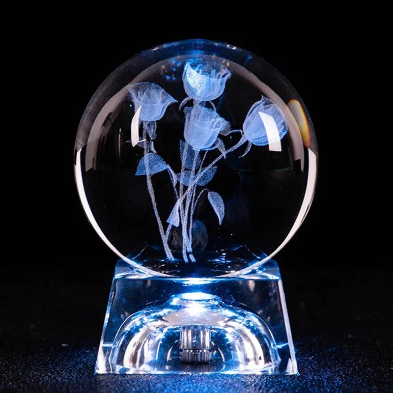 LED Crystal Ball 3D Solar System Planets Crystal Ball Glass Ball Home Decoration Valentine's Day Gift Ornament - Dabfavshop