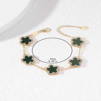 925 Sterling Silver Adjustable Flower Bracelets for Women Shiny Cubic Zircon Sweet Design Bracelet Party Jewelry Gifts