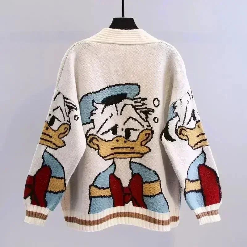 Disney Knitted Cardigan Donald Cartoon Sweaters for Women - Dabfavshop