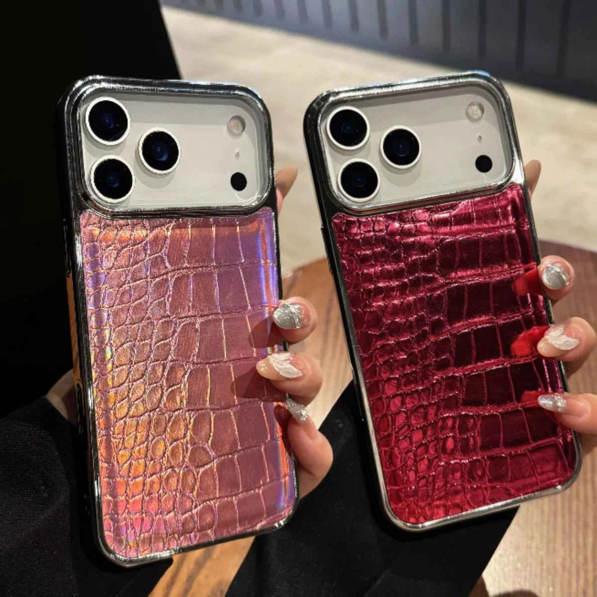 Plating Colorful Crocodile Leather Texture Phone Case For iPhones