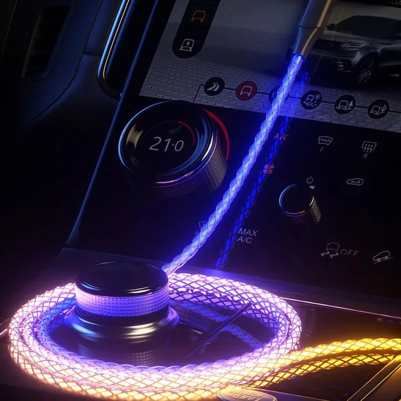 RGB Fast Charging USB to C Cable Colorful Streamer Glowing Line for Samsung Xiaomi Redimi Huawei Charger USB C Cable Dabfavshop