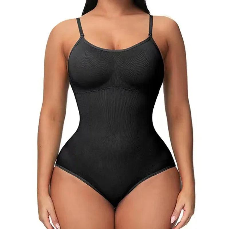 V Neck Spaghetti Strap Bodysuit Compression Shapewear Slimming Body Shaper - Dabfavshop