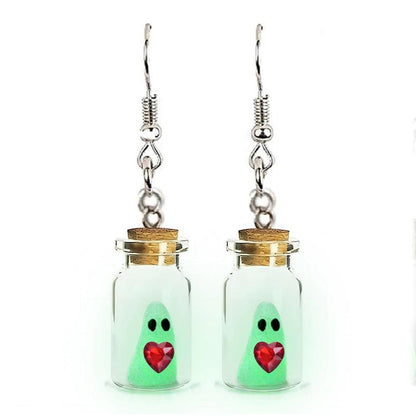 Glow In The Dark Ghost In Bottle Earrings - Dabfavshop