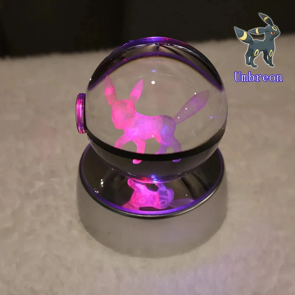 Pokémon 3D Crystal Ball With Multi Color LED Base - Dabfavshop