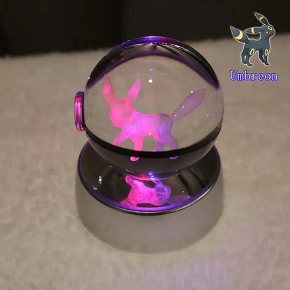 Pokémon 3D Crystal Ball With Multi Color LED Base - Dabfavshop