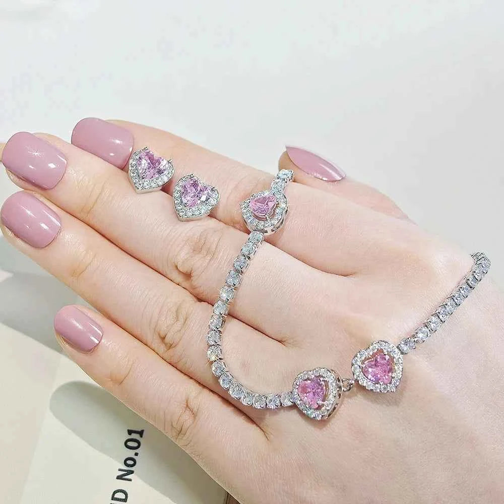 Pink Heart Necklace set