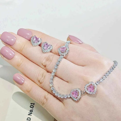 Pink Heart Necklace set