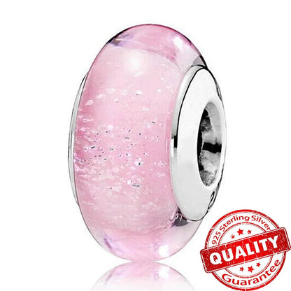 Colorful Flower Murano Glass Charm Fit Original Bracelet Necklace Heart 925 Sterling Silver Murano Glass Fine Jewelry Dabfavshop