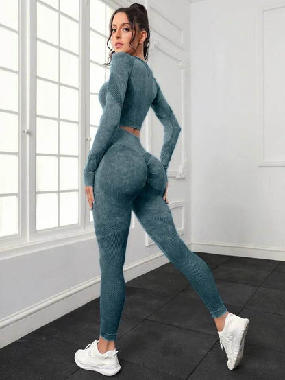 Women's 2pcs Yoga Sets for Seamless Sports High Waist Tights - Dabfavshop