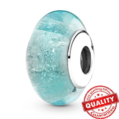 Colorful Flower Murano Glass Charm Fit Original Bracelet Necklace Heart 925 Sterling Silver Murano Glass Fine Jewelry Dabfavshop
