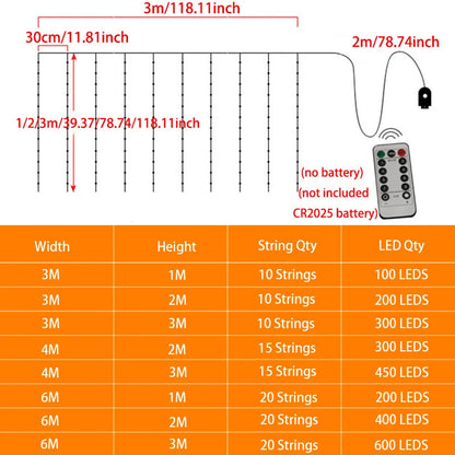 LED Curtain Garland 6x3M/3x3M USB Power Fairy Lights with Remote Control for Christmas New Year Window Decor Festoon Lighting Dabfavshop