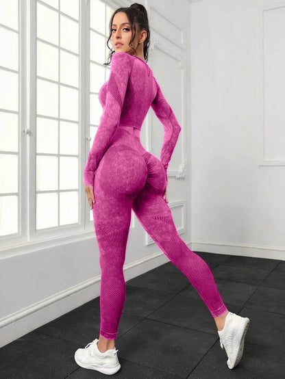 Women's 2pcs Yoga Sets for Seamless Sports High Waist Tights - Dabfavshop