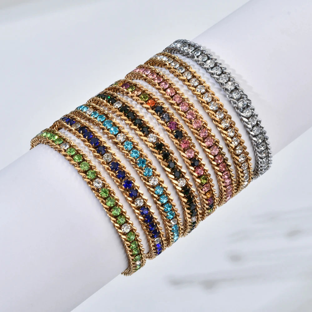 Women Men Gold Color Woven Crystal Cubic Zirconia Bracelet Stainless Steel Jewelry Dabfavshop
