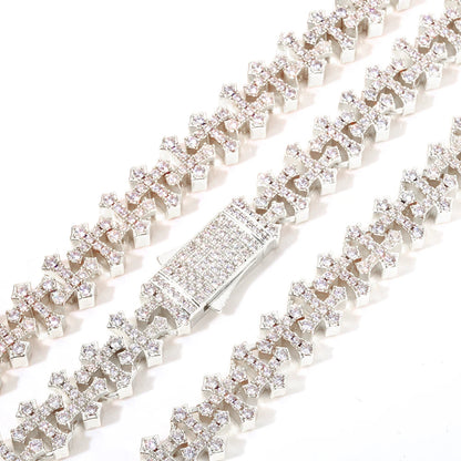 Iced Cross Chain Necklace Men Cubic Zirconia Cross Chain with Spring Clasp Fashion Jewelry Gift Dabfavshop