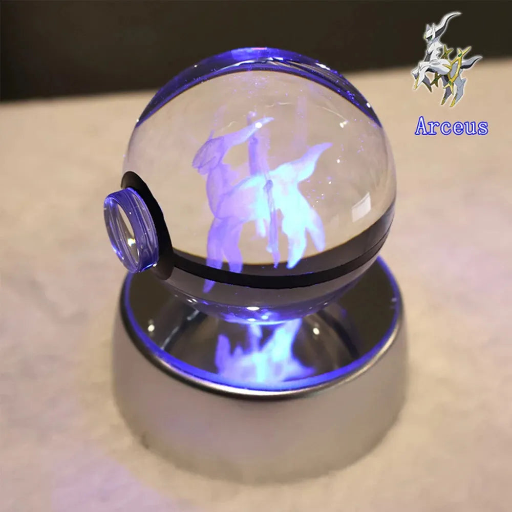 Pokémon 3D Crystal Ball With Multi Color LED Base - Dabfavshop