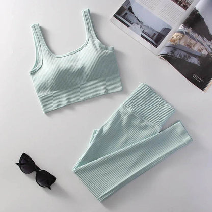 High Waist Women's Yoga Leggings & Sports Bra Set - Dabfavshop