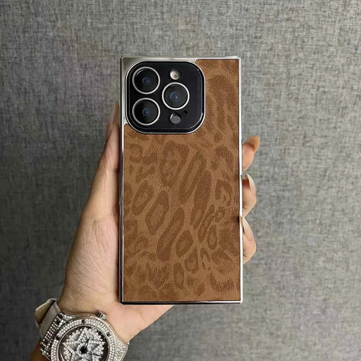 Luxury Leopard Pattern Matte Armor Phone Case For iPhones