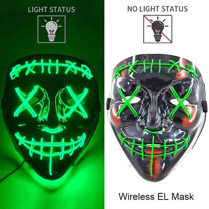 Neon LED Halloween Purge Mask Wireless Masquerade Party Light-up Horror Mask Glowing Multicolor Full Face Adult Mask for Halloween Dabfavshop