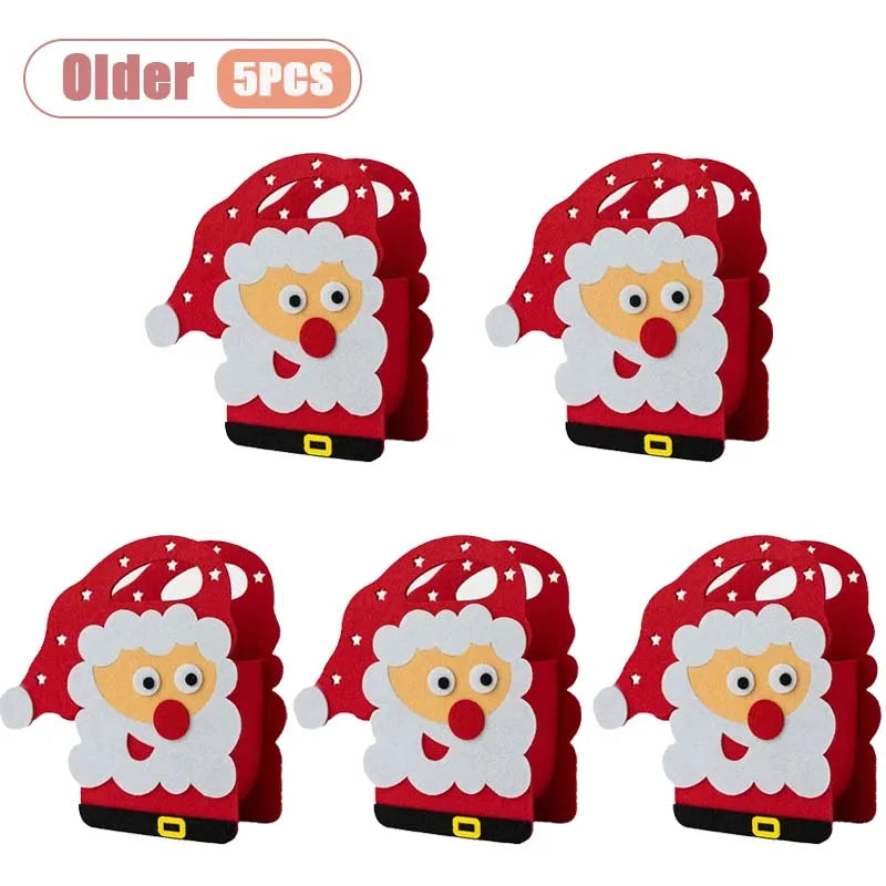1-10PCS Christmas Felt Gift Bag Creative Holiday Candy Apple Tote Bag for Kids Party Favor Bag for Christmas Eve Gift Wrapping Dabfavshop