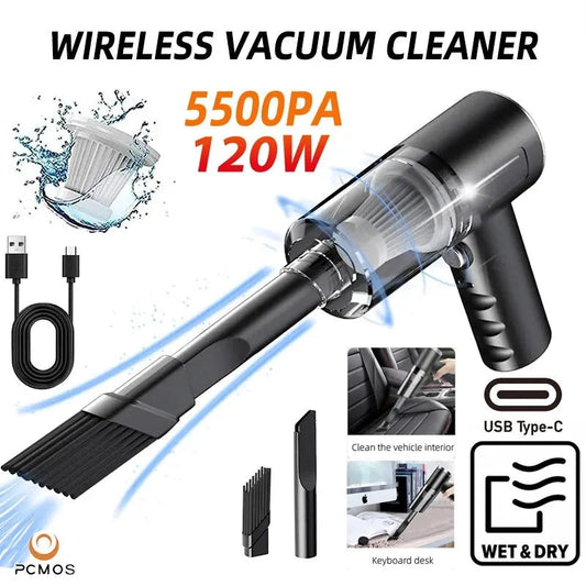 Wireless Vacuum Cleaner Dual Use for Home and Car 120W High Power Powerful Vacuum Cleaner Black PCMOS 1PC Dabfavshop