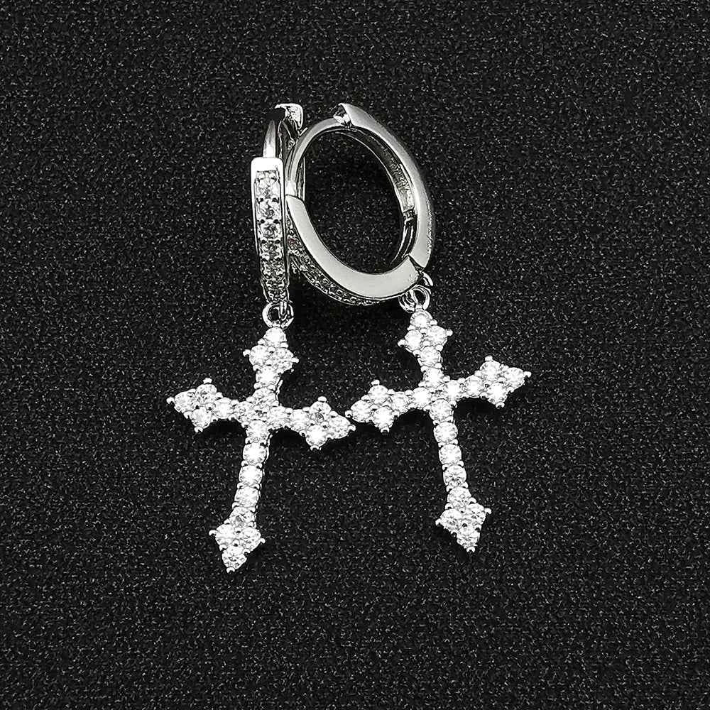 Gold Silver Cross Earrings