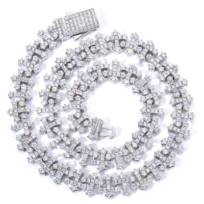 Iced Cross Chain Necklace Men Cubic Zirconia Cross Chain with Spring Clasp Fashion Jewelry Gift Dabfavshop