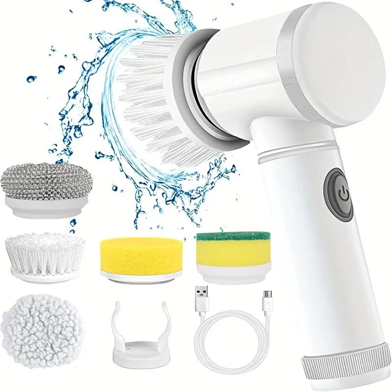 5-in-1 Electric Spin Scrubber Brush For Bathroom Tile Bathtub Sink, Power Scrubber With 5 Replaceable Brush Heads Dabfavshop