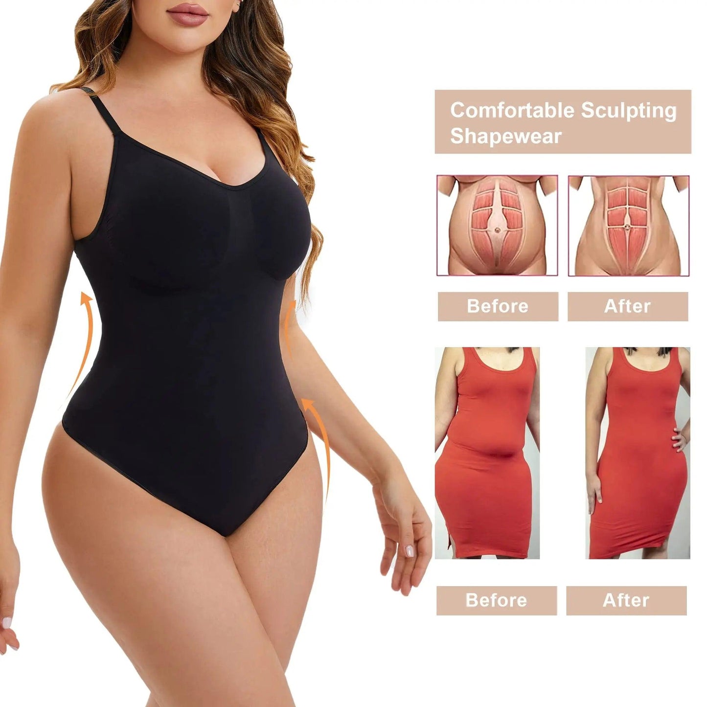 Backless Bodysuit For Women Tummy Control Shapewear Broadcloth - Dabfavshop