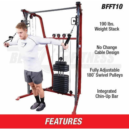 BodySolid BFFT10R Trainer Cable Machine 190lb Stack Home Gym - Dabfavshop