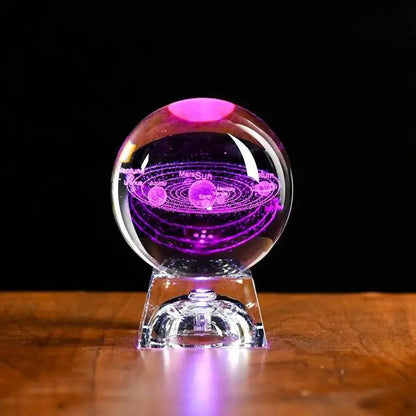 LED Crystal Ball 3D Solar System Planets Crystal Ball Glass Ball Home Decoration Valentine's Day Gift Ornament - Dabfavshop