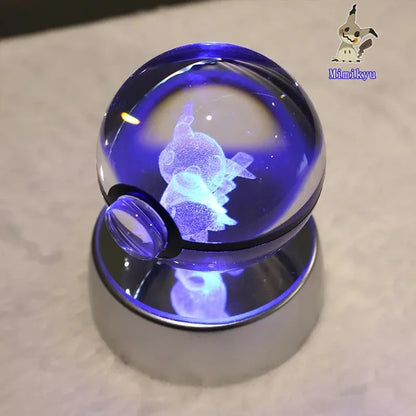 Pokémon 3D Crystal Ball With Multi Color LED Base - Dabfavshop