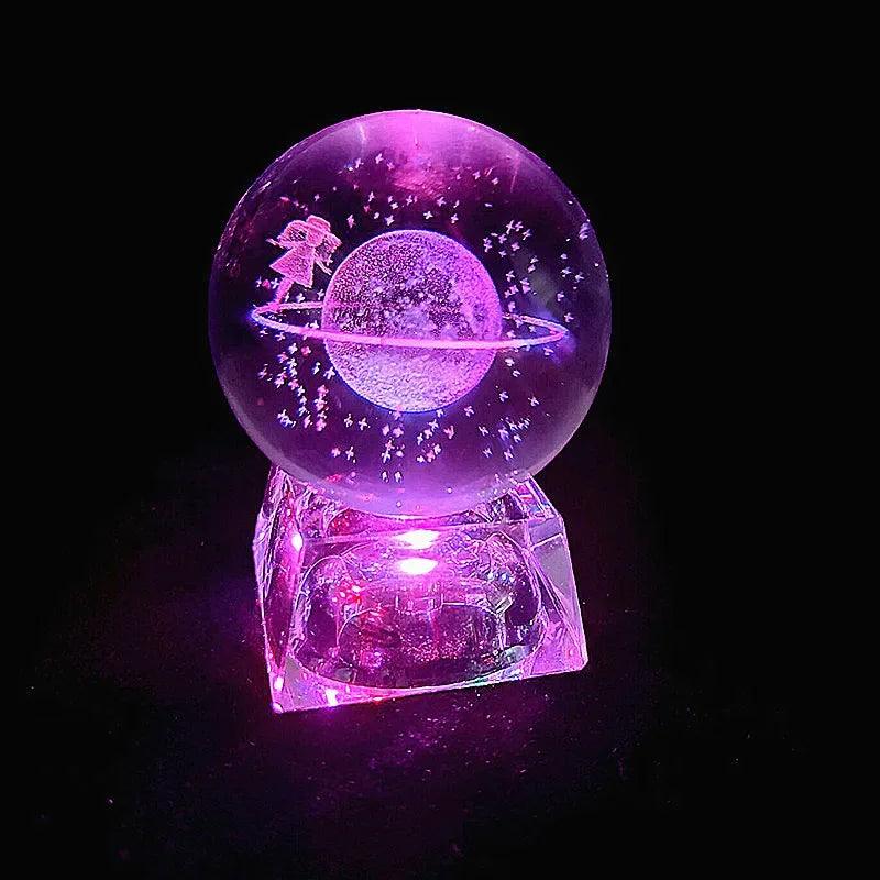 LED Crystal Ball 3D Solar System Planets Crystal Ball Glass Ball Home Decoration Valentine's Day Gift Ornament - Dabfavshop