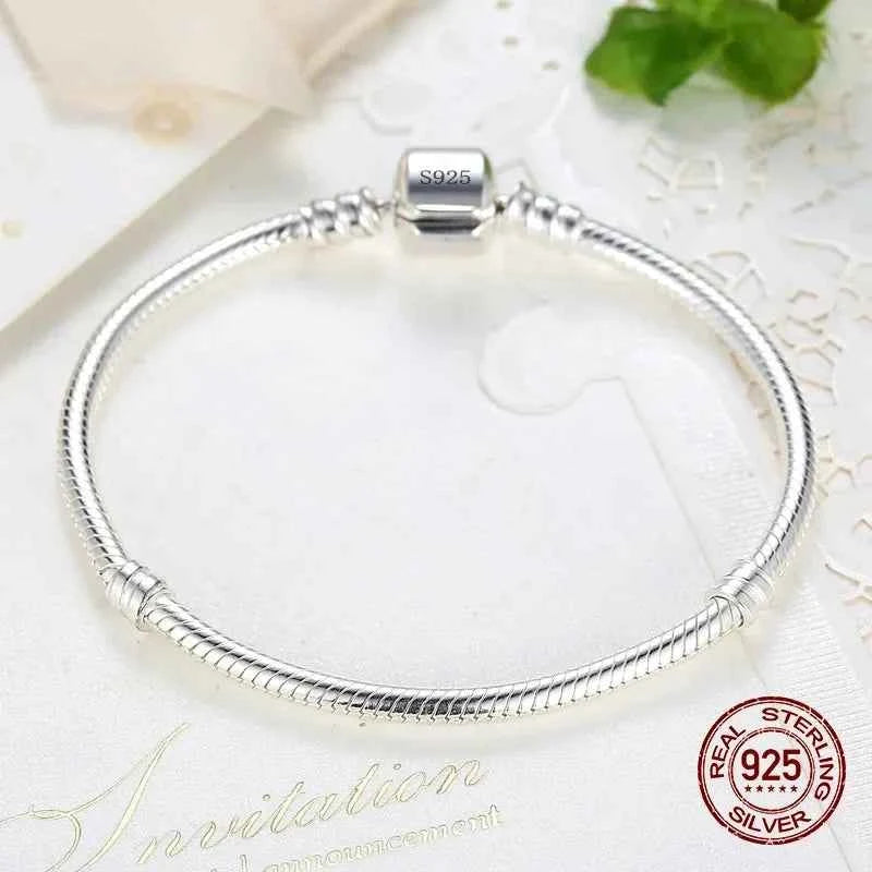 Handmade Original Fine Jewelry 925 Silver Charm Bracelet Soft Smooth Snake Bone Bracelets Women