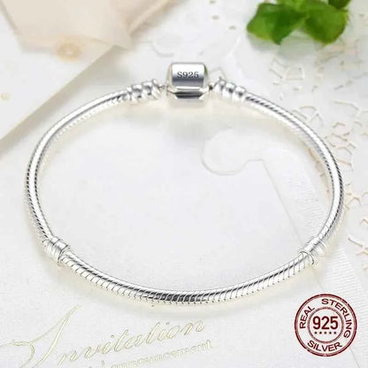 Handmade Original Fine Jewelry 925 Silver Charm Bracelet Soft Smooth Snake Bone Bracelets Women