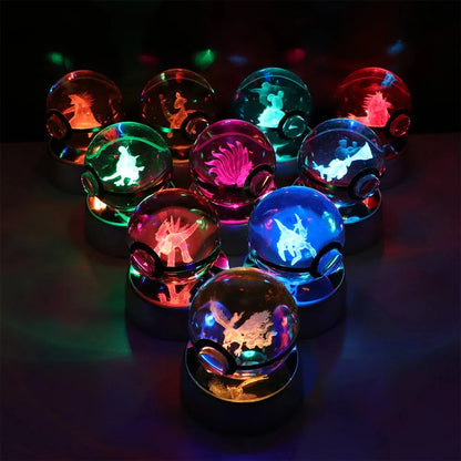 Pokemon 3D Crystal Ball Multi Color LED Light Base - Dabfavshop