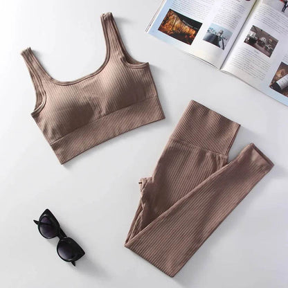 High Waist Women's Yoga Leggings & Sports Bra Set - Dabfavshop