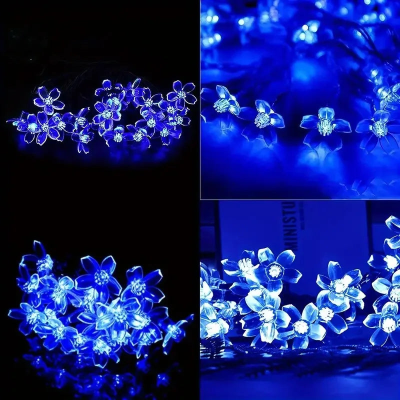 Cherry Blossom LED String Lights Outdoor Solar-Powered Flower Fairy Lights