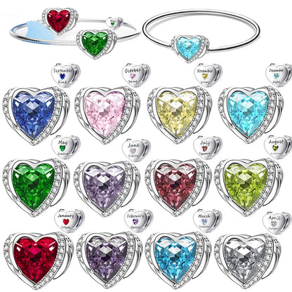 New S925 Silver Birthdayfrom January to December Birthstone Talisman Fit Bead Suitable for Original Bracelet DIY Women's Jewelry Dabfavshop