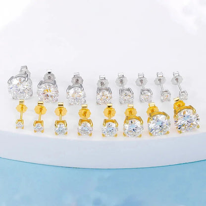 Passed Moissanite Diamond Stud Earrings for Women S925 Silver Platinum Plated Bride Wedding GRA Fine Jewelry Dabfavshop