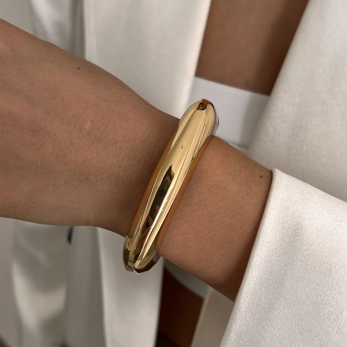 6 Styles Geometric Gold Color Cuff Spring Bangles Wide Hand Bracelets Dabfavshop