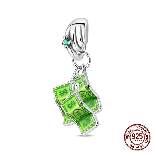 925 Sterling Silver Financial US Dollar Pendants Bracelets Beads Dabfavshop